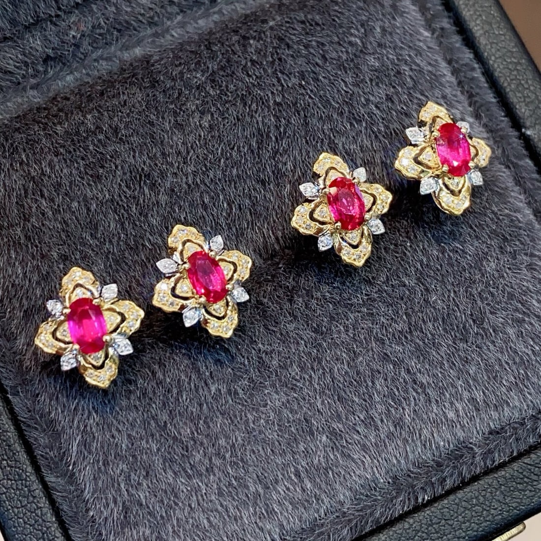 18K Gold Ruby Earrings - 4