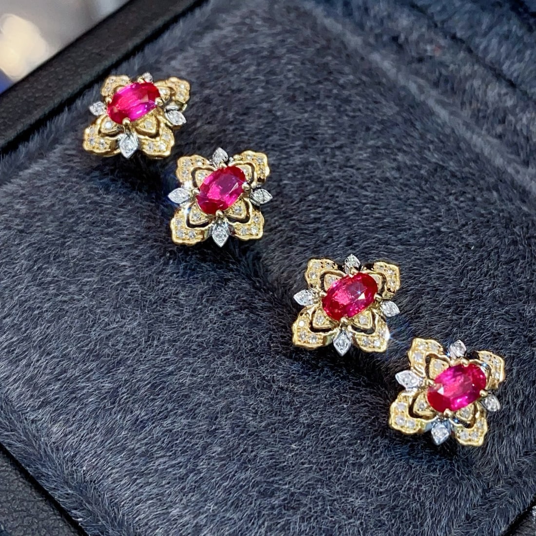 18K Gold Ruby Earrings - 5