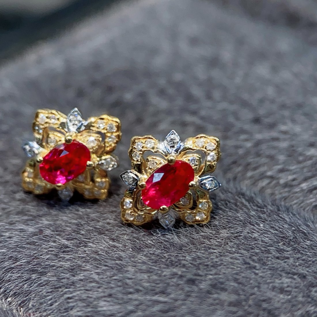 18K Gold Ruby Earrings - 6