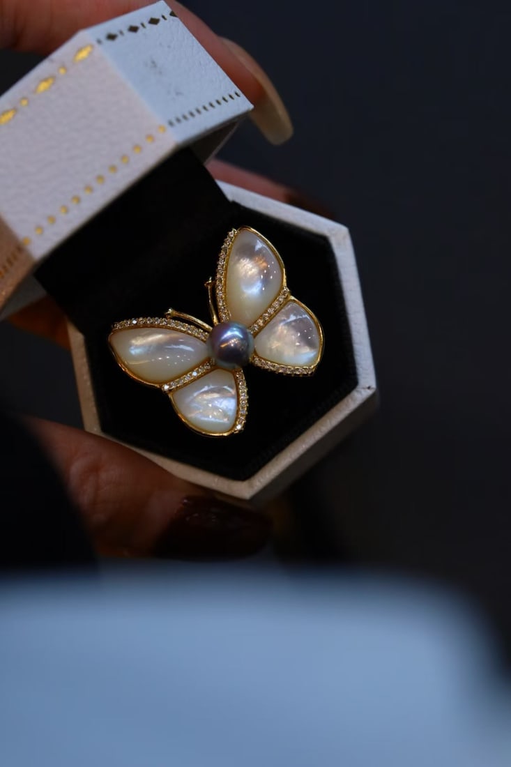 Sterling Silver Natural Akoya Pearl Ring - 9