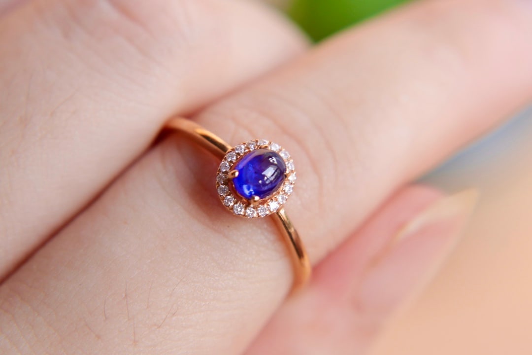 18K Gold Sapphire Diamond Ring - 4