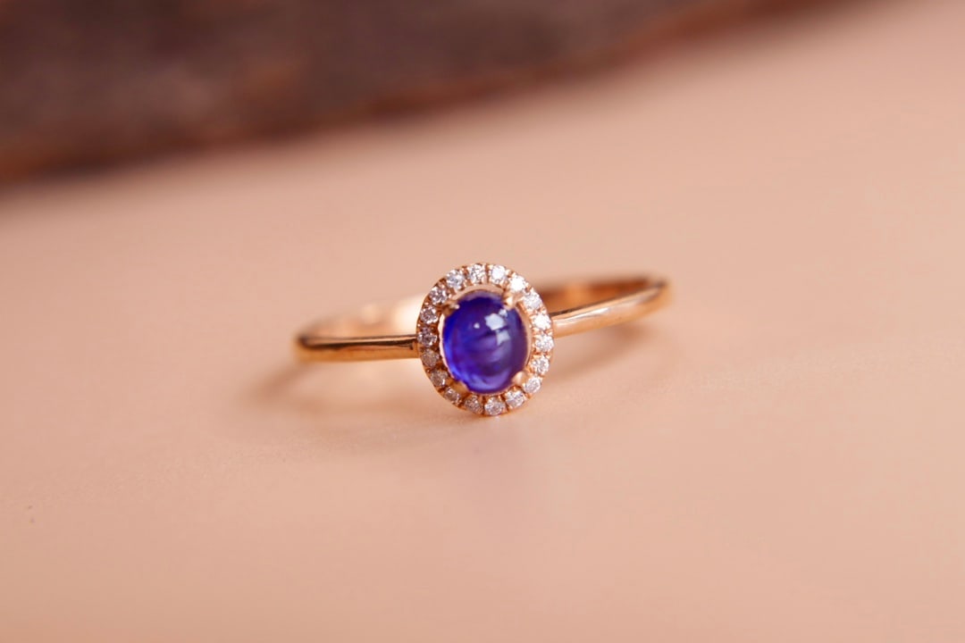 18K Gold Sapphire Diamond Ring - 6