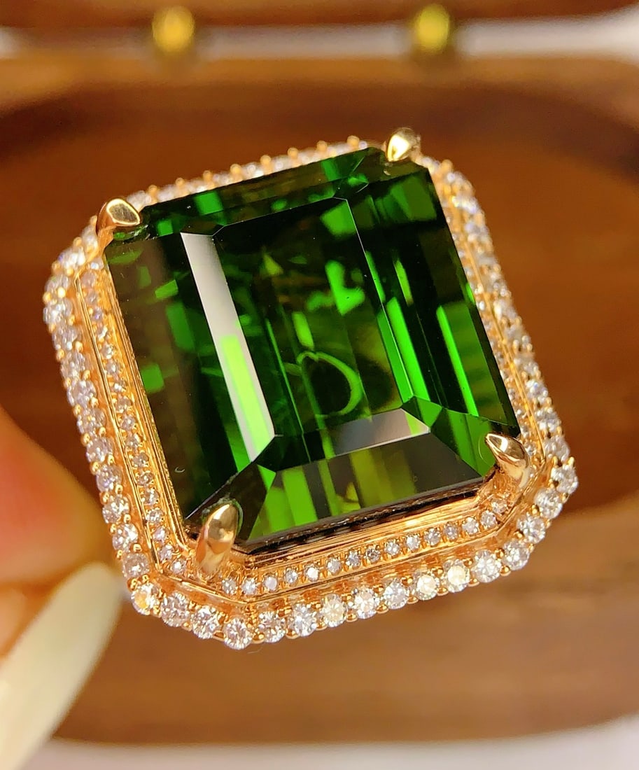 18K Gold Natural Tourmaline Ring - 3