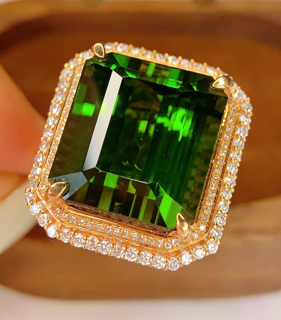 18K Gold Natural Tourmaline Ring - 4