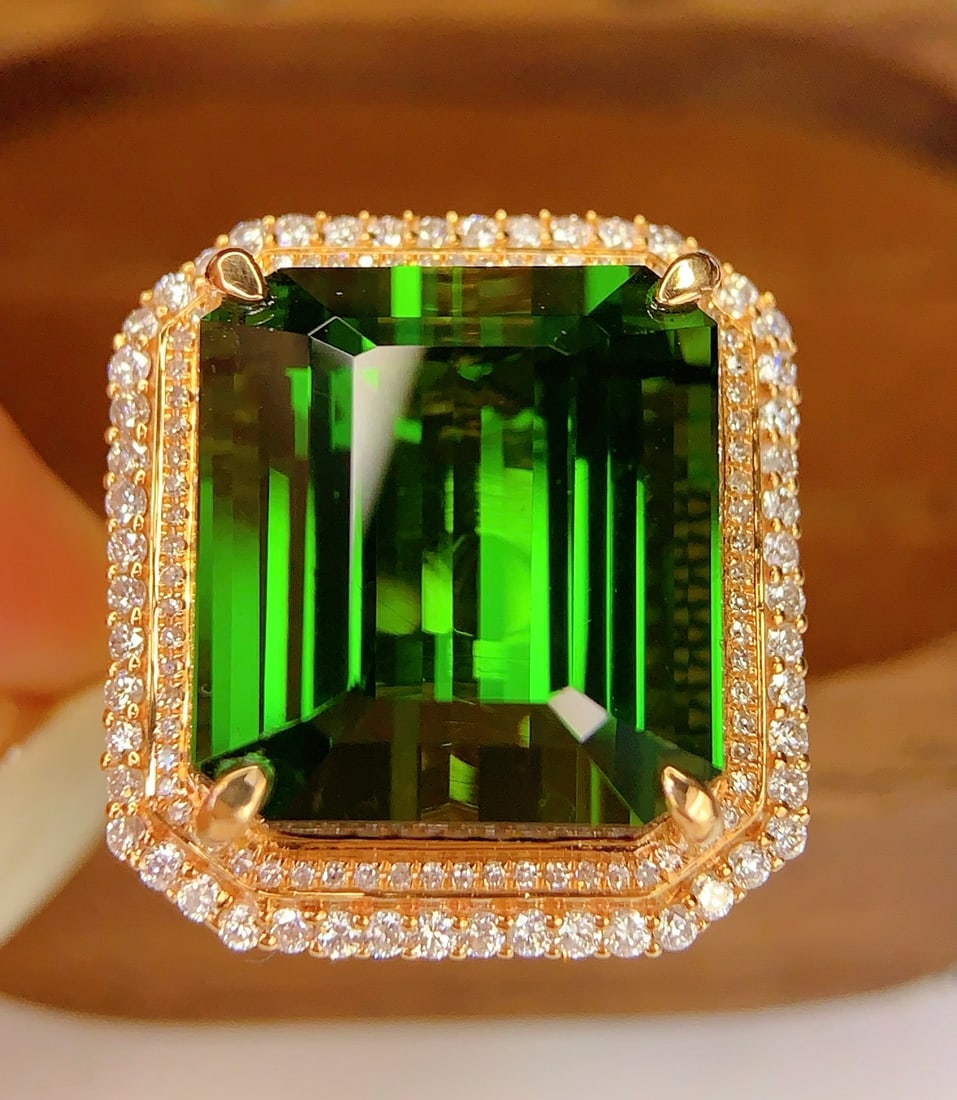 18K Gold Natural Tourmaline Ring - 5