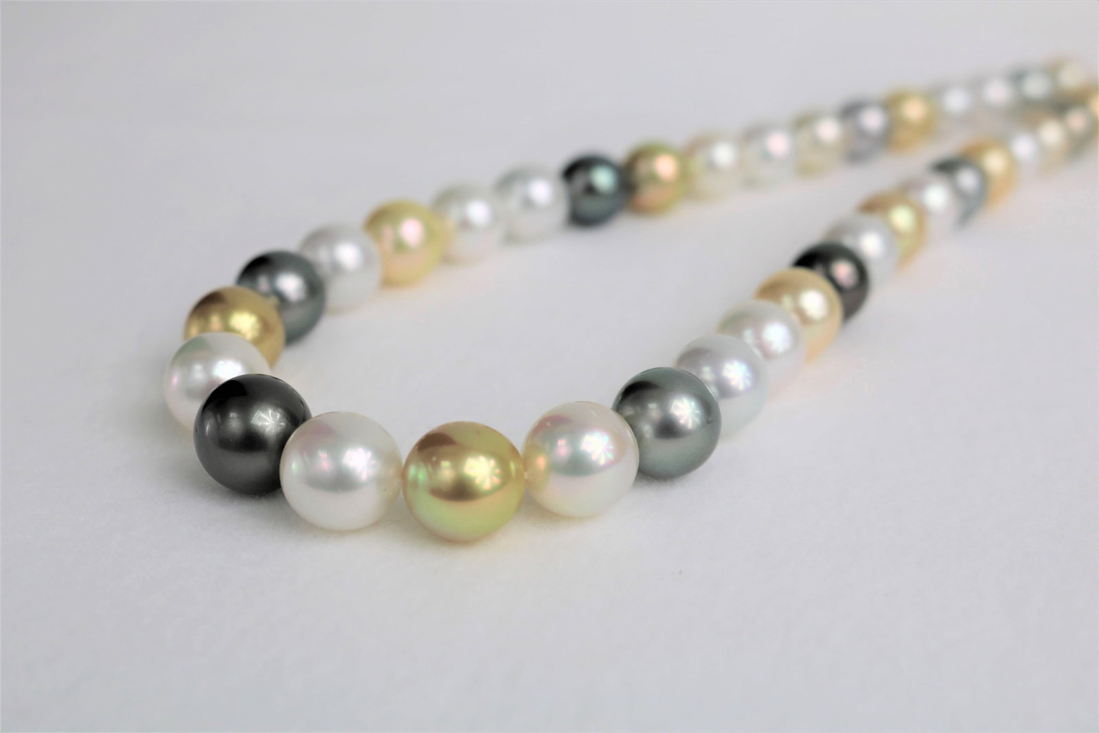 10-12mm Golden South Sea and Tahitian Multi Color Round Necklace with 14k Clasp - 2