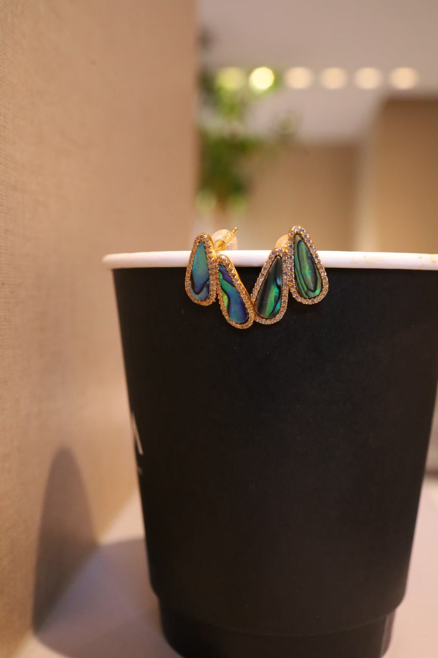 Silver Gilded Abalone Shell Earrings (1 of 6)