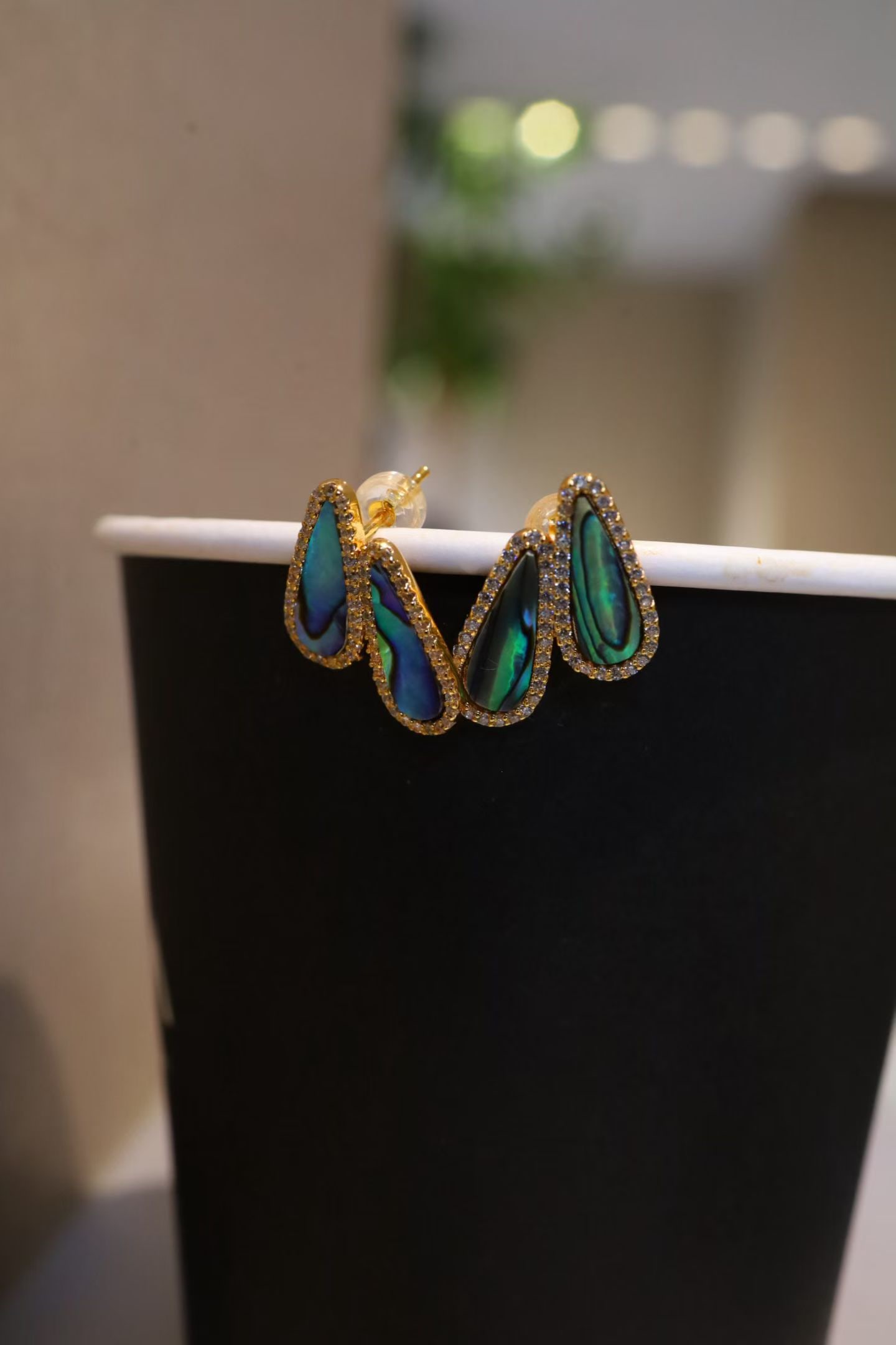 Silver Gilded Abalone Shell Earrings - 2