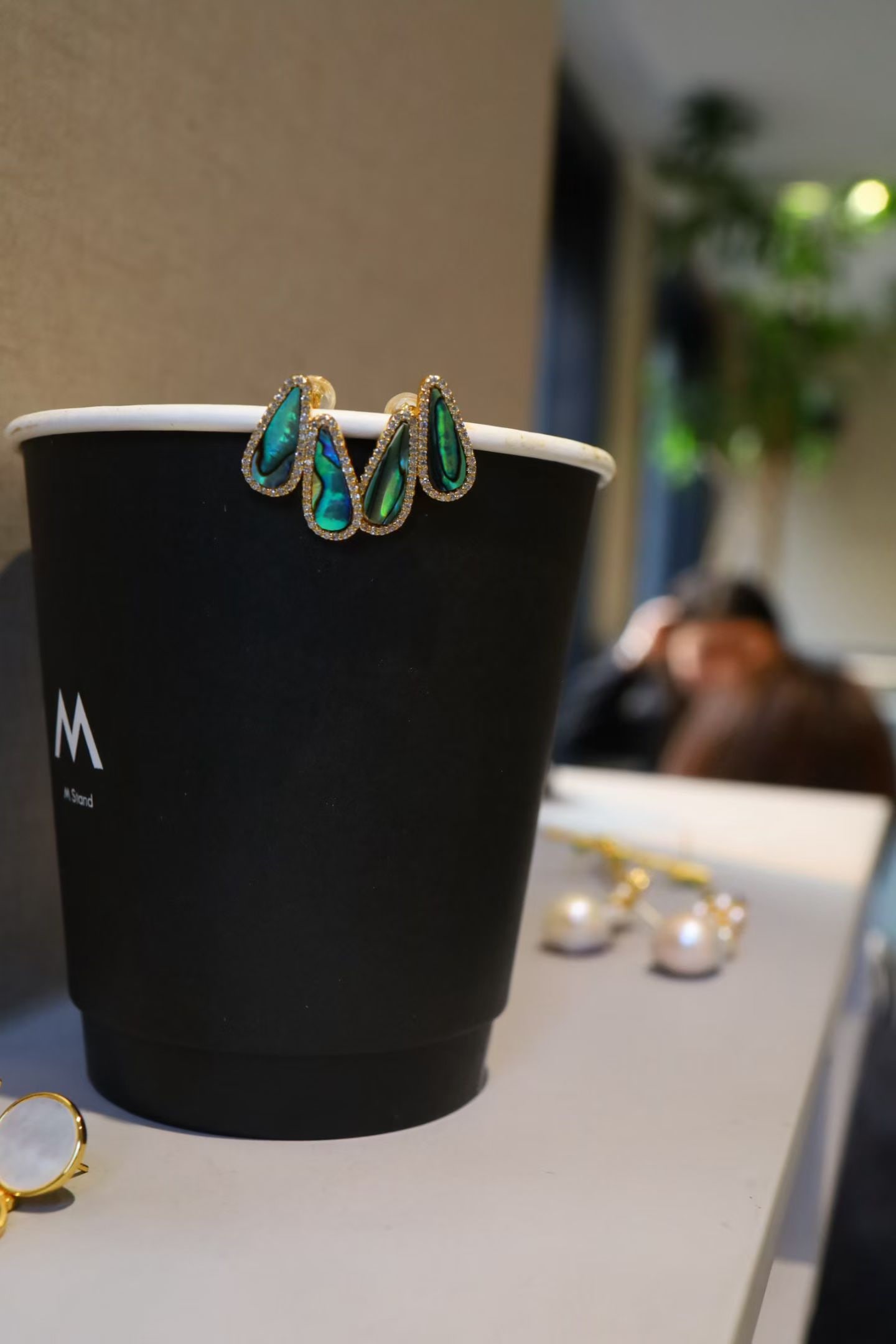 Silver Gilded Abalone Shell Earrings - 6