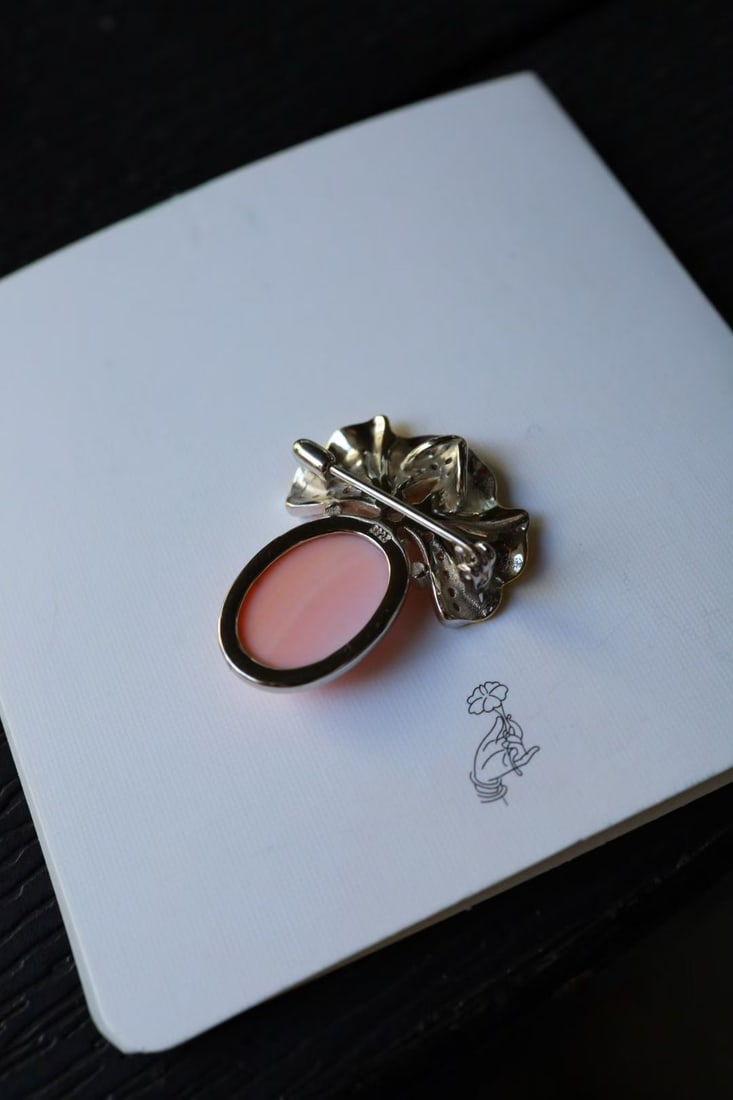 Gold-Plated Sterling Silver Natural Queen Conch Brooch - 5