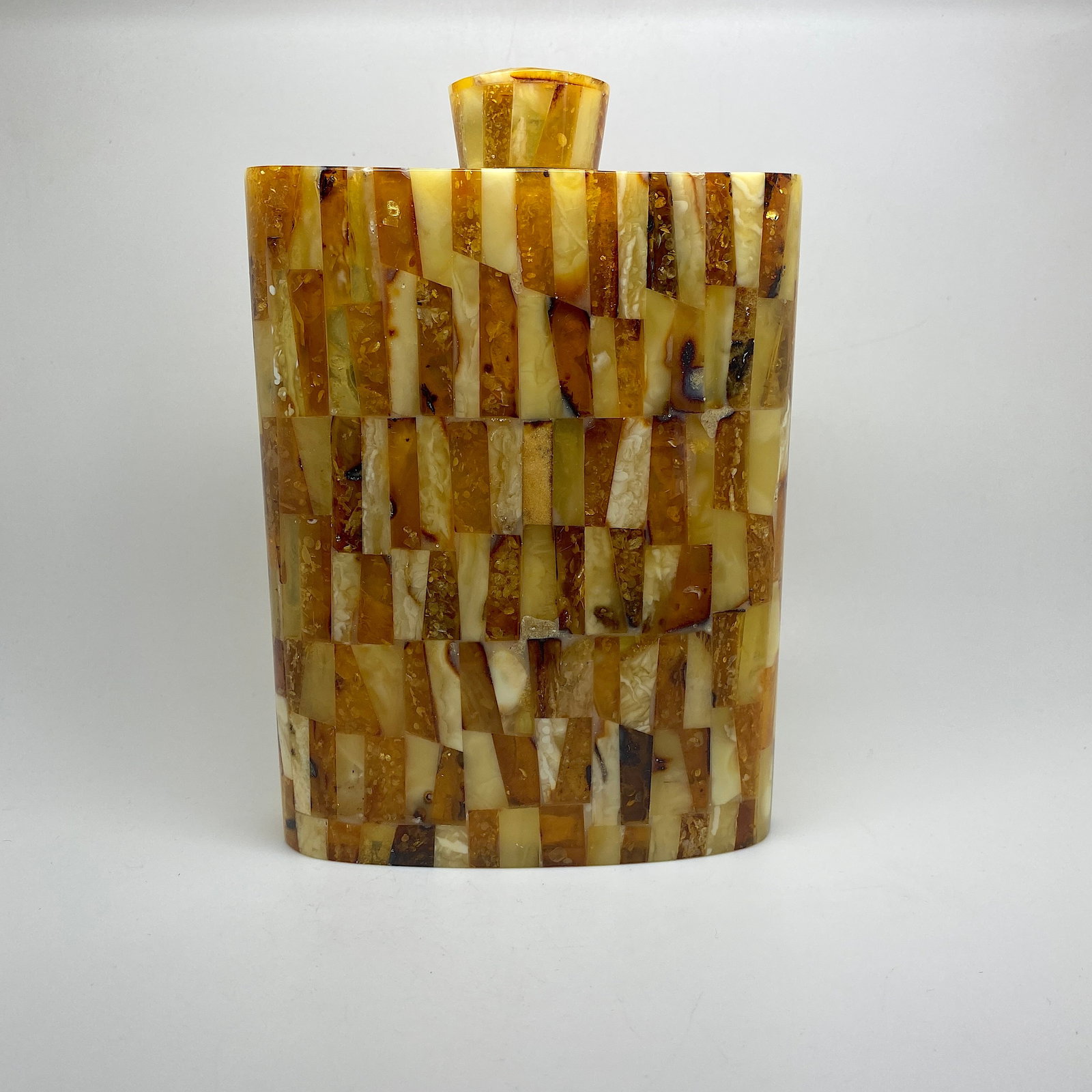 Fascinating Unique Antique Amber Hip Flask - 8