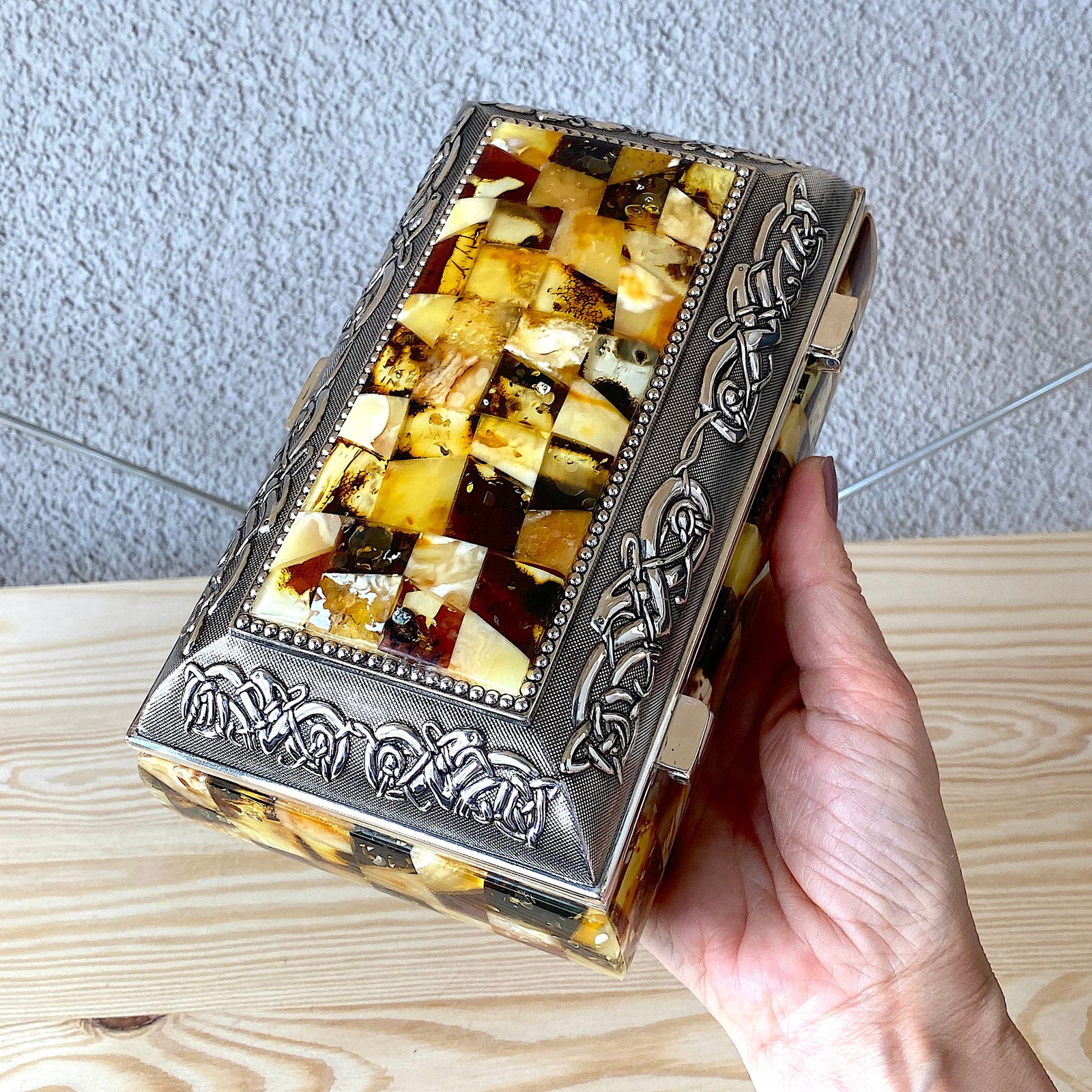 Antique Amber Jewellery box - 3