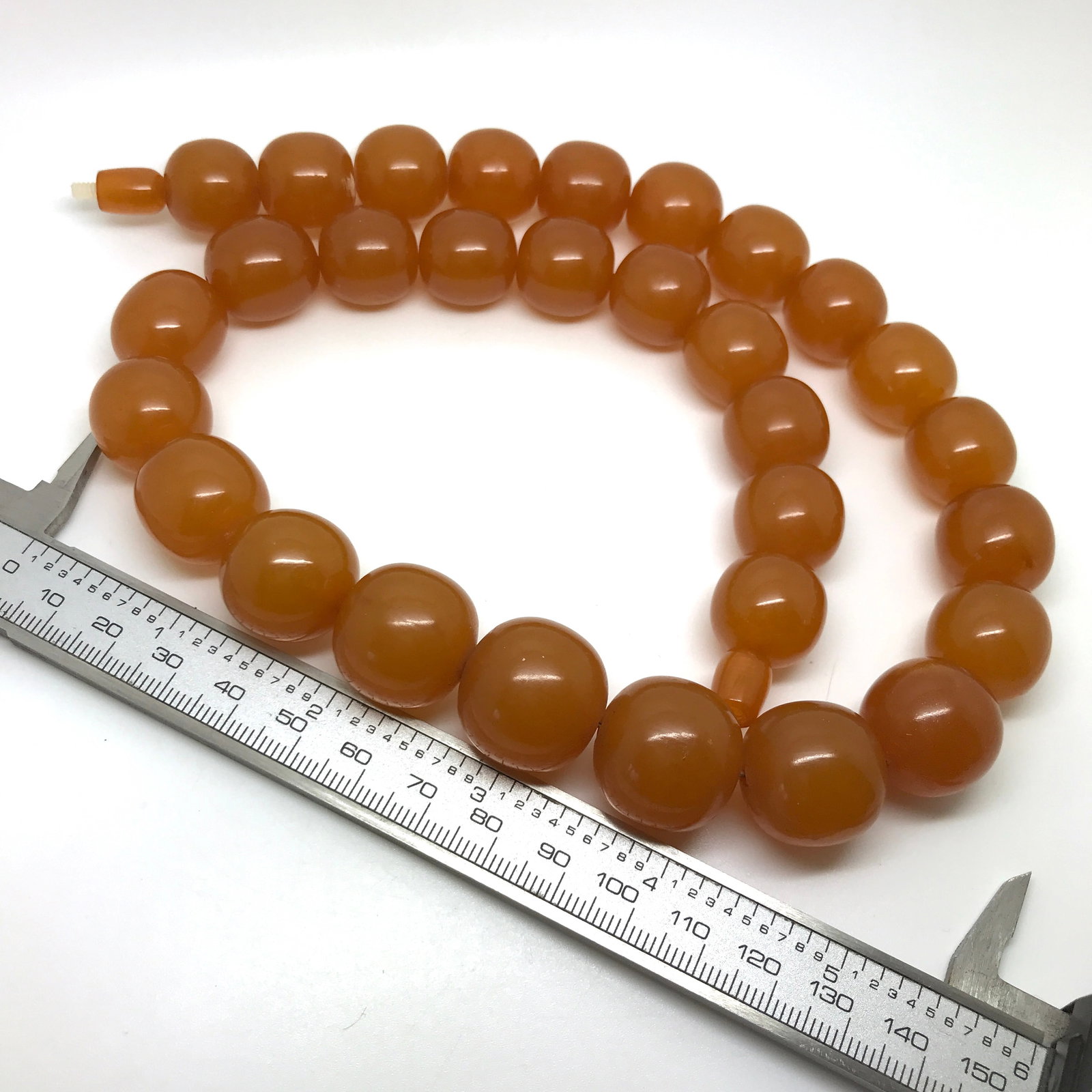 Amazing Unique Vintage Amber Necklace made from Barrel shaped Amber beads - 10