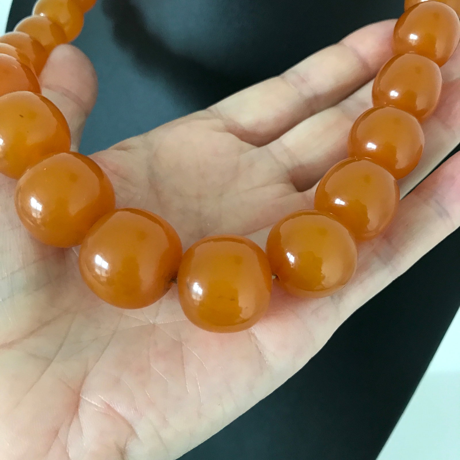 Amazing Unique Vintage Amber Necklace made from Barrel shaped Amber beads - 11