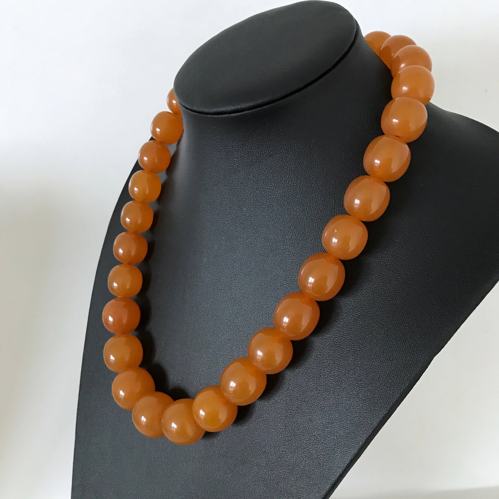 Amazing Unique Vintage Amber Necklace made from Barrel shaped Amber beads - 12