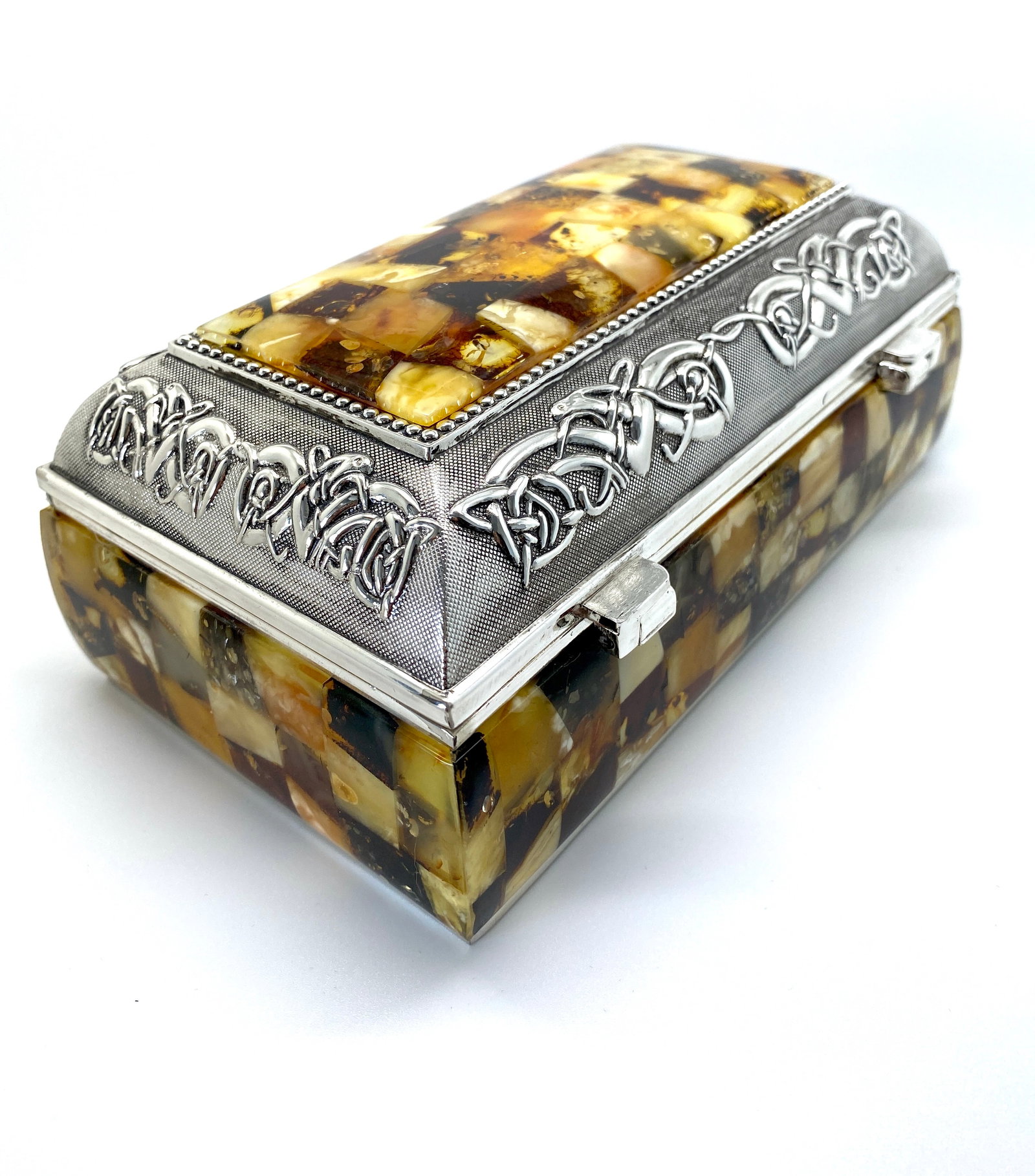 Staggering Unique Vintage Amber Jewellery box - 8