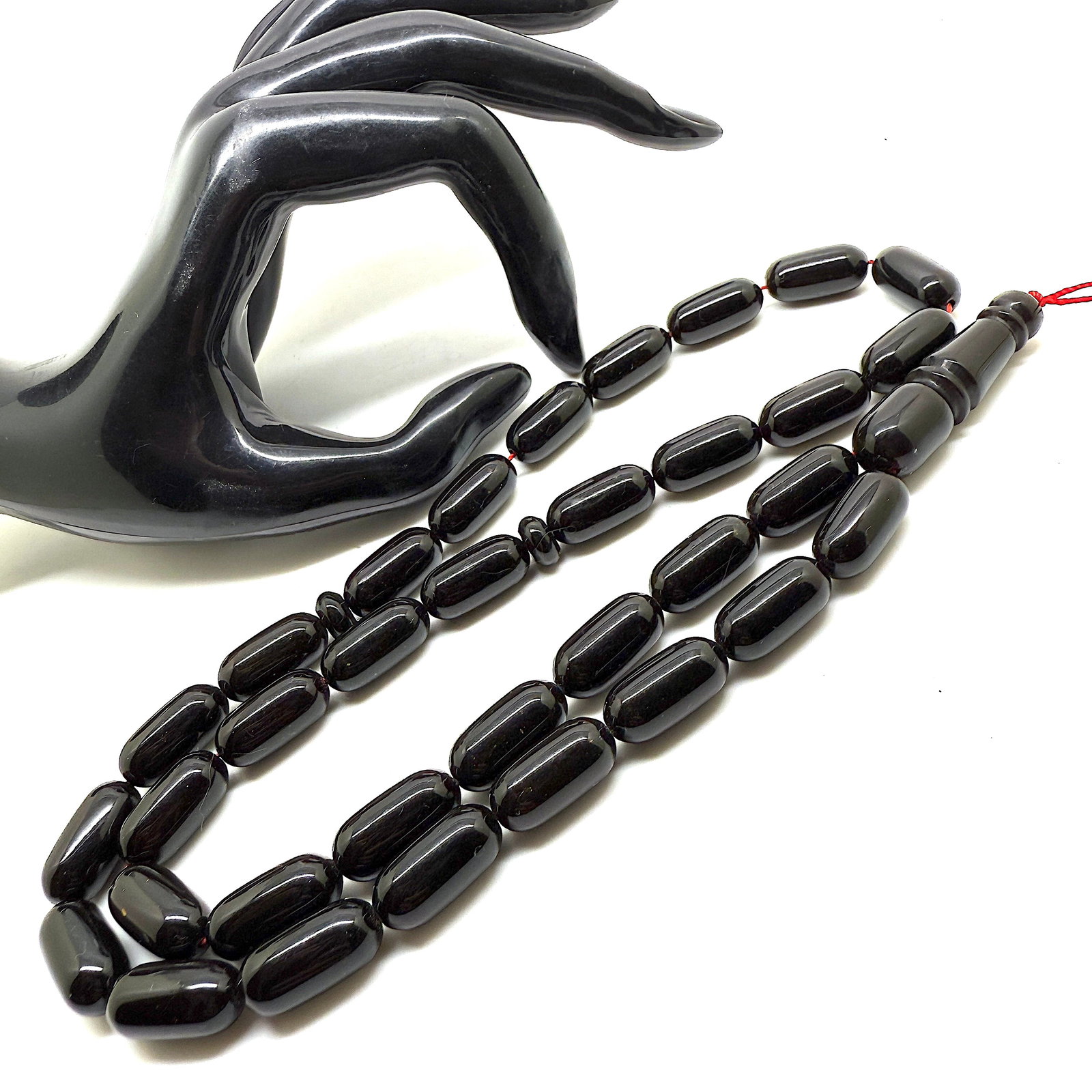 Alluring Vintage Amber Tesbih made from Capsule shaped Amber beads - 12