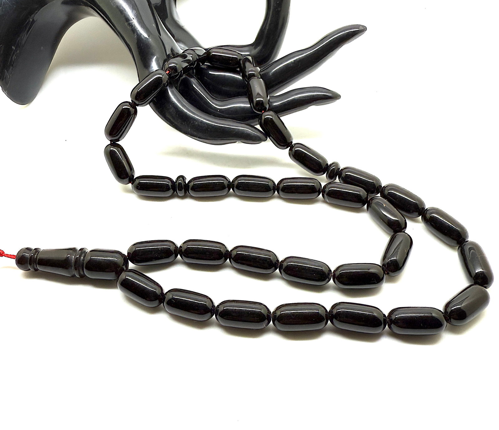 Alluring Vintage Amber Tesbih made from Capsule shaped Amber beads - 15