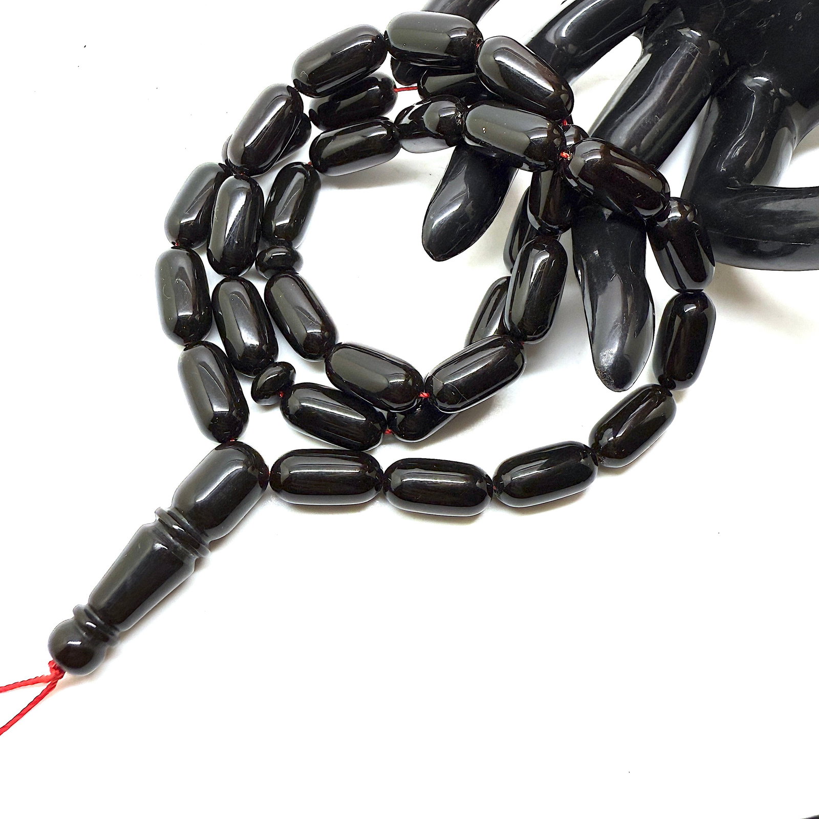 Alluring Vintage Amber Tesbih made from Capsule shaped Amber beads - 7