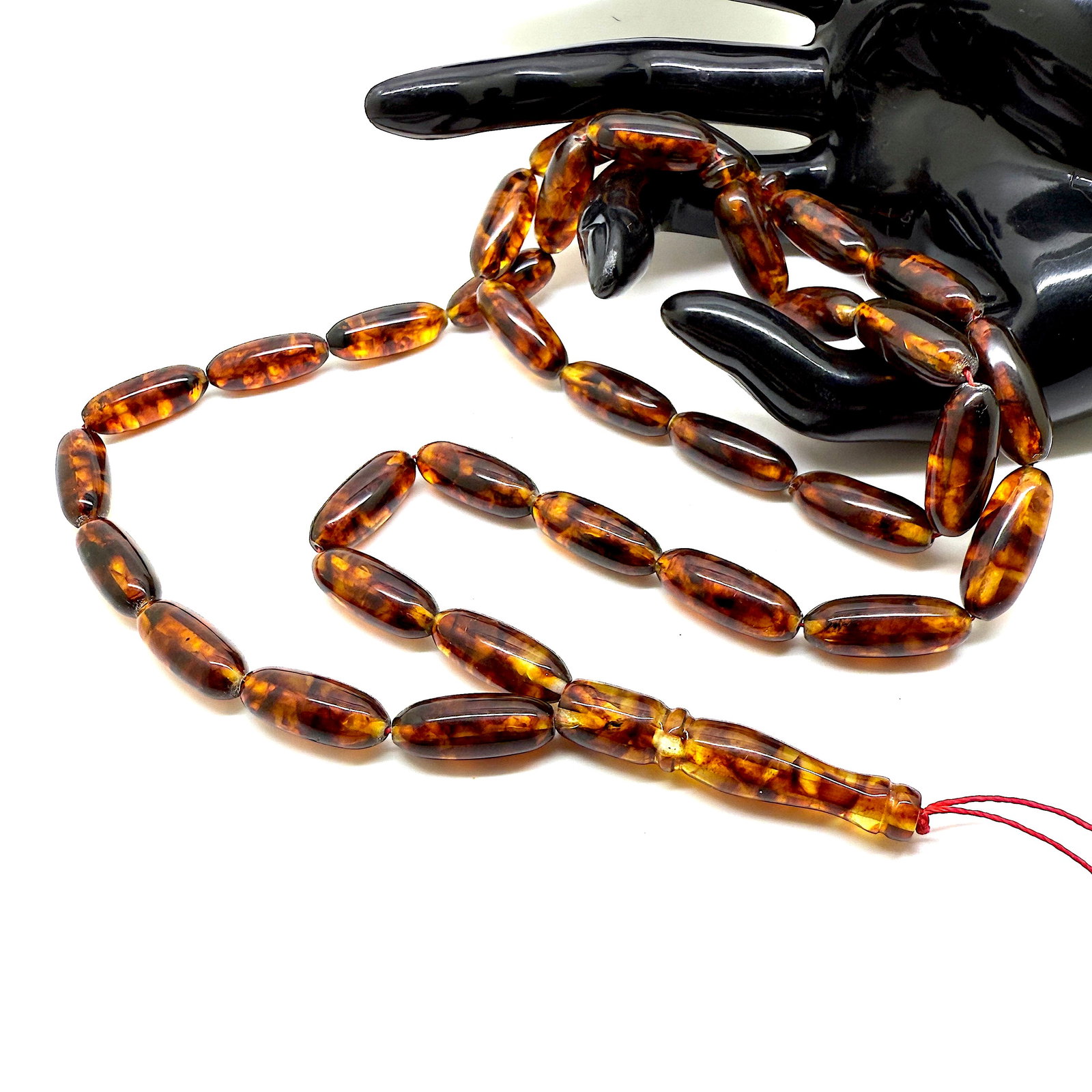 Staggering Vintage Amber Tesbih made from Capsule shaped Amber beads - 4
