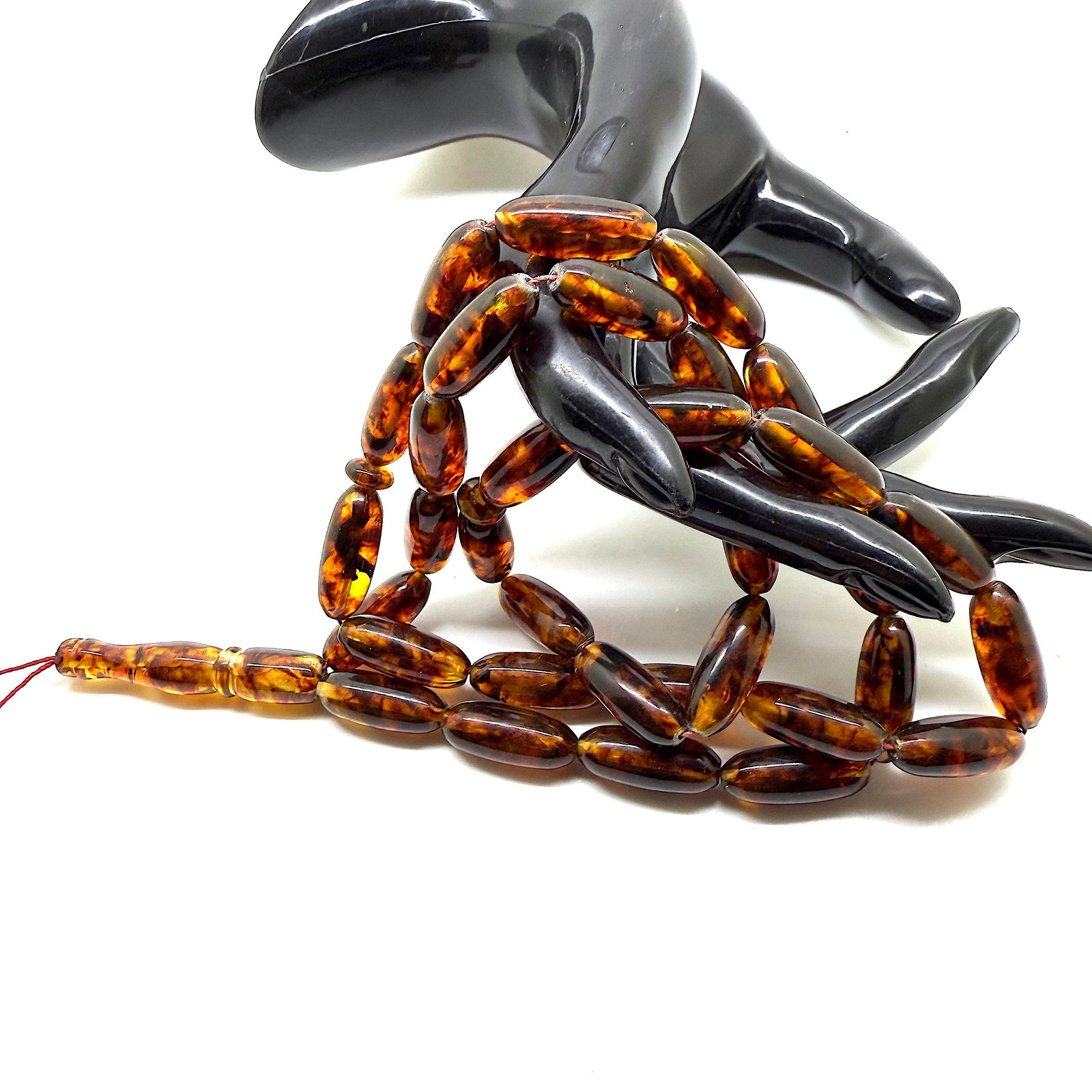 Staggering Vintage Amber Tesbih made from Capsule shaped Amber beads - 5