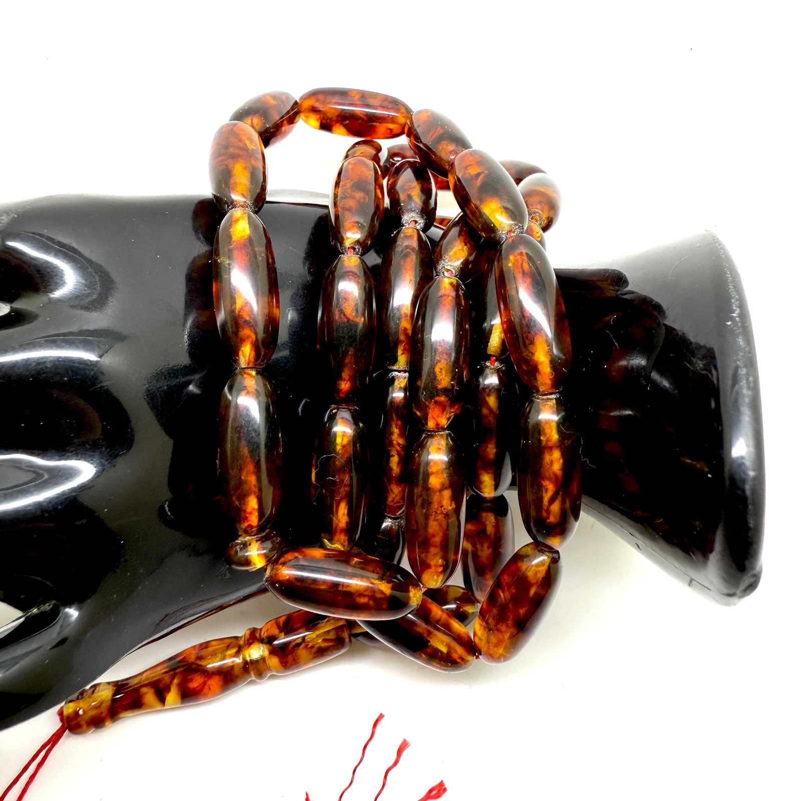 Staggering Vintage Amber Tesbih made from Capsule shaped Amber beads - 7