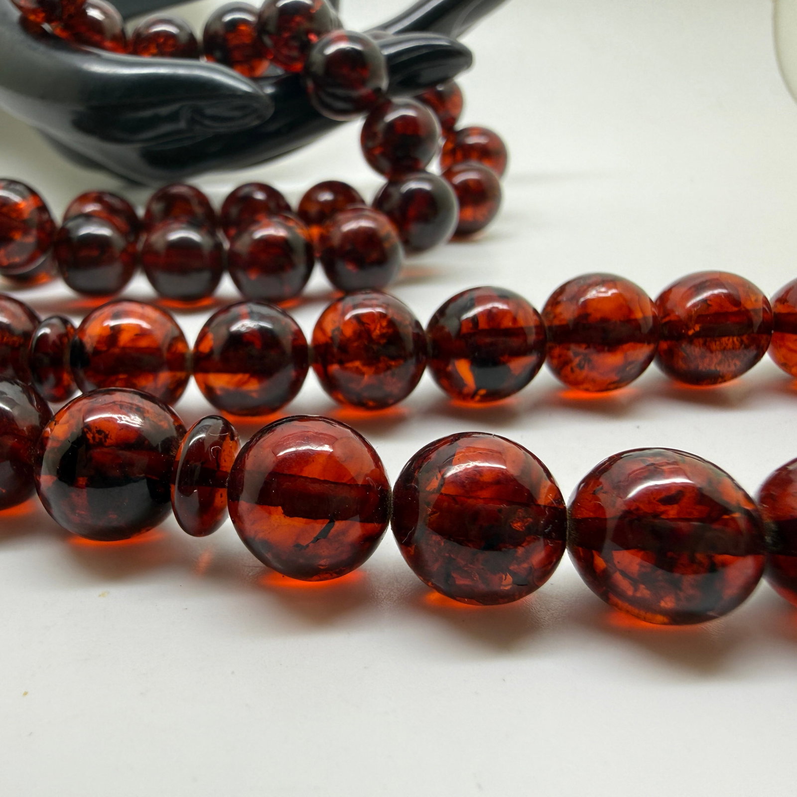 Astonishing Amber Tesbih made from Round Amber beads - 12
