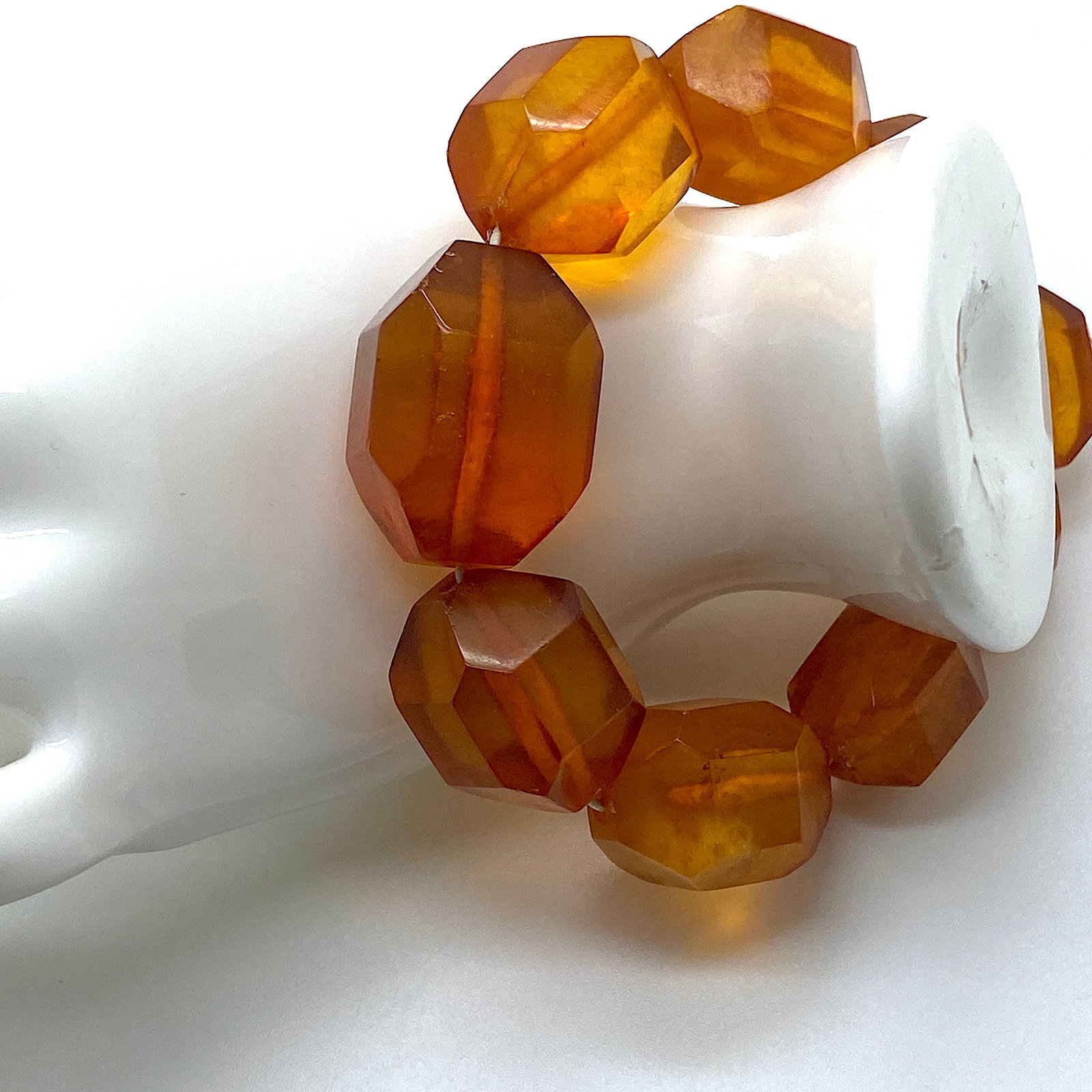 Beautiful Amber Bracelet made from Barrel shaped Amber beads - 5