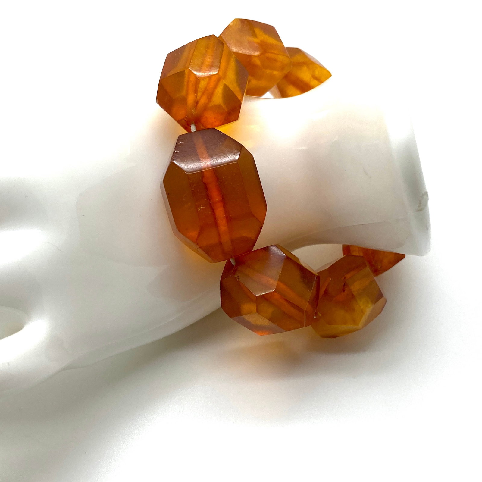 Beautiful Amber Bracelet made from Barrel shaped Amber beads - 7