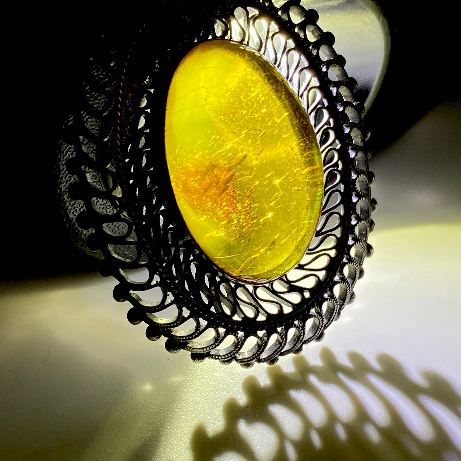 Extraordinary Unique Vintage Amber Pendant shaped like an Ornament - 2