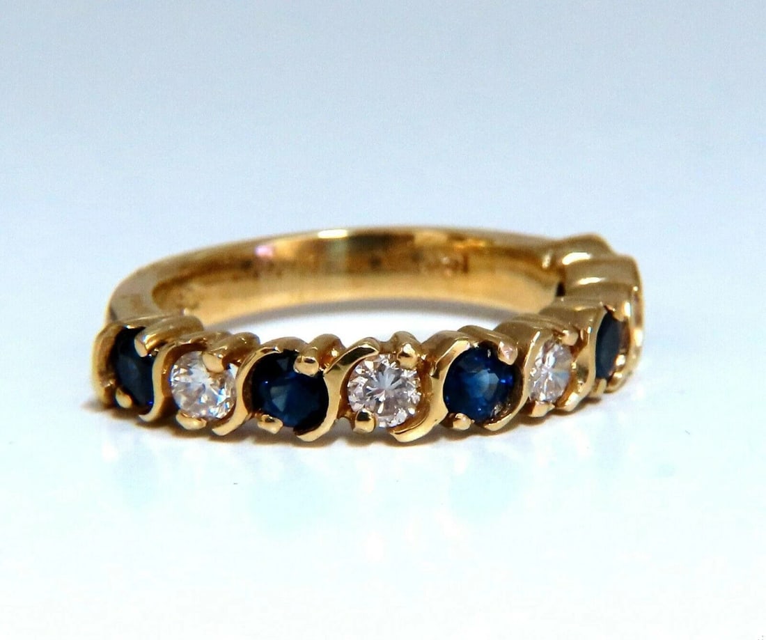 .90ct Natural Round Sapphires Diamonds Band 14 Karat 11336**: Title: .90ct Natural Round Sapphires Diamonds Band 14 Karat 11336** Description: .90ct Natural Round Sapphires Diamonds Band 14 Karat 11336** $600.00 PRODUCT DESCRIPTION Classic Diamond & Sapphires,