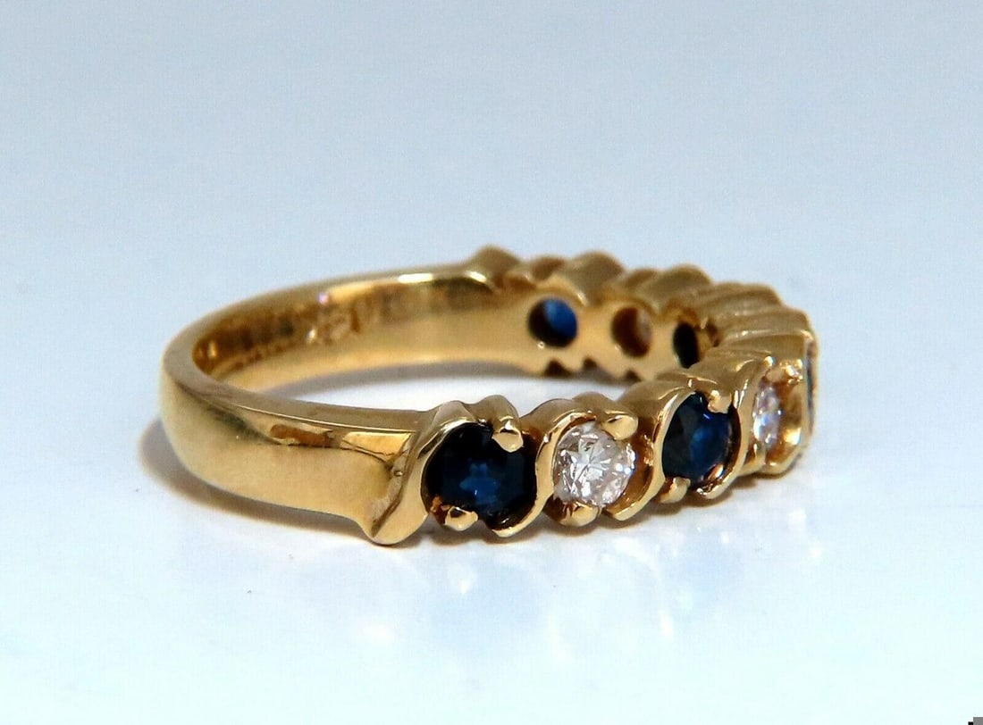 .90ct Natural Round Sapphires Diamonds Band 14 Karat 11336** - 4