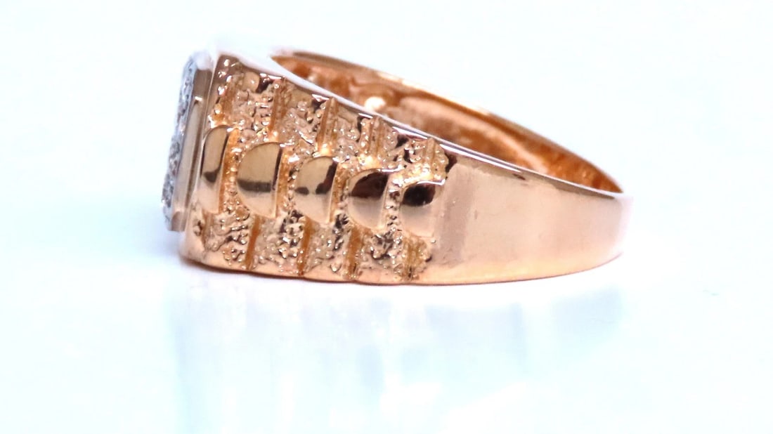 Mens Cluster pinky ring Natural Diamonds 14kt gold 74411** - 3