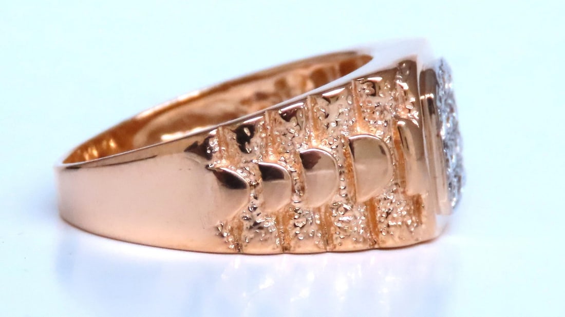 Mens Cluster pinky ring Natural Diamonds 14kt gold 74411** - 4
