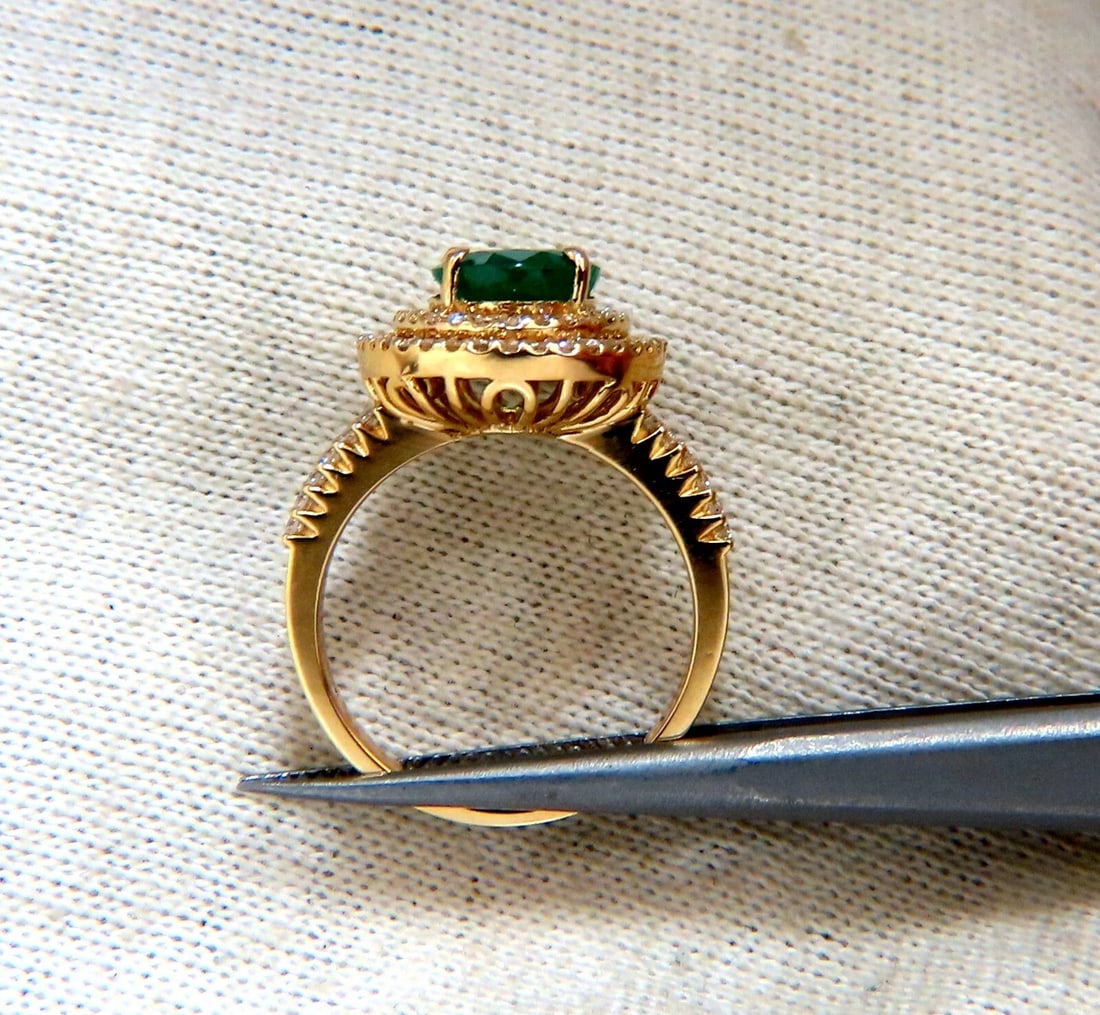 2.93ct Natural Emerald Diamonds Double Halo Ring 14kt** - 3