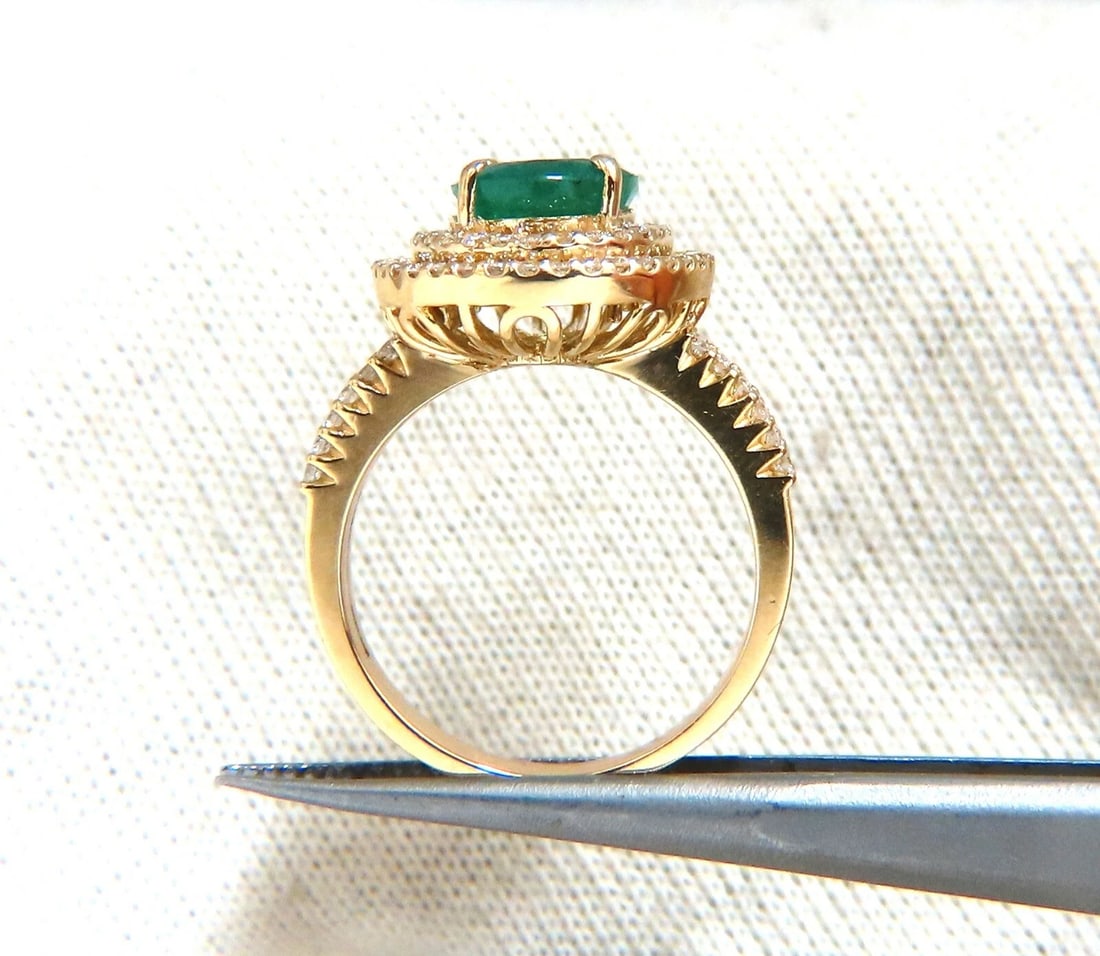2.93ct Natural Emerald Diamonds Double Halo Ring 14kt** - 6