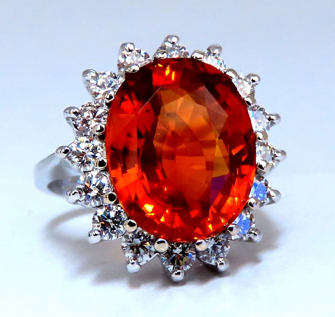 10.13ct GIA Certified Natural Orange Sapphire diamonds ring 14kt *v: Title: 10.13ct GIA Certified Natural Orange Sapphire diamonds ring 14kt *v Description: GIA certified 10.13ct Natural Orange Sapphire Ring Full cut oval brilliant Clean Clarity & Transparent 1.27ct. n
