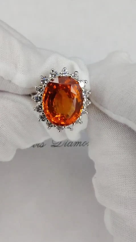 10.13ct GIA Certified Natural Orange Sapphire diamonds ring 14kt *v - 2