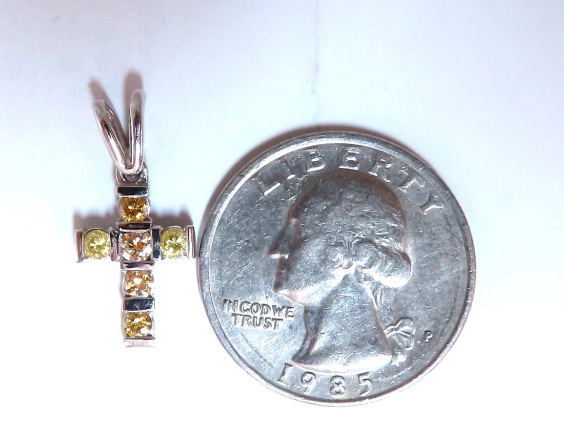 .60ct Natural Fancy Yellow Diamonds Cross Pendant 14 Karat** - 2