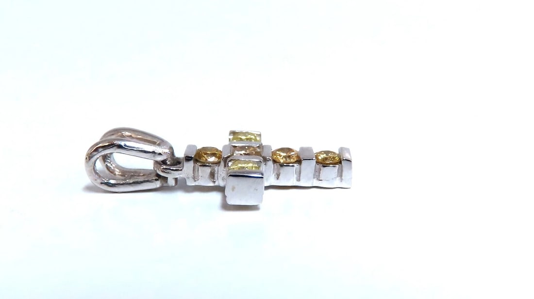 .60ct Natural Fancy Yellow Diamonds Cross Pendant 14 Karat** - 3