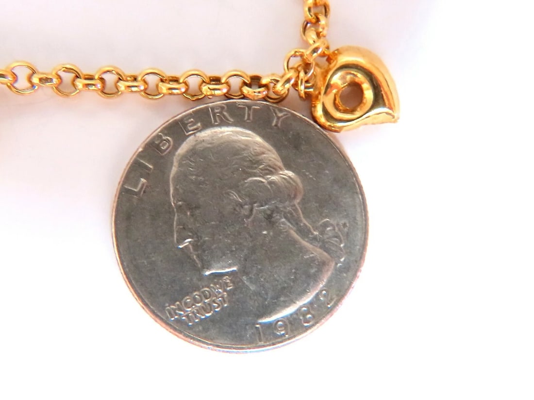 Five heart charm link bracelet 14 karat gold 7 inch** - 3