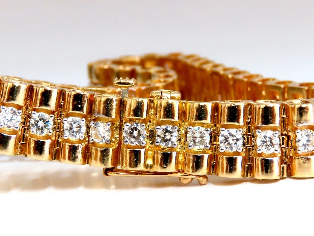 3.30ct natural round diamonds tubular wide bracelet 14 karat 9.4mm** - 2