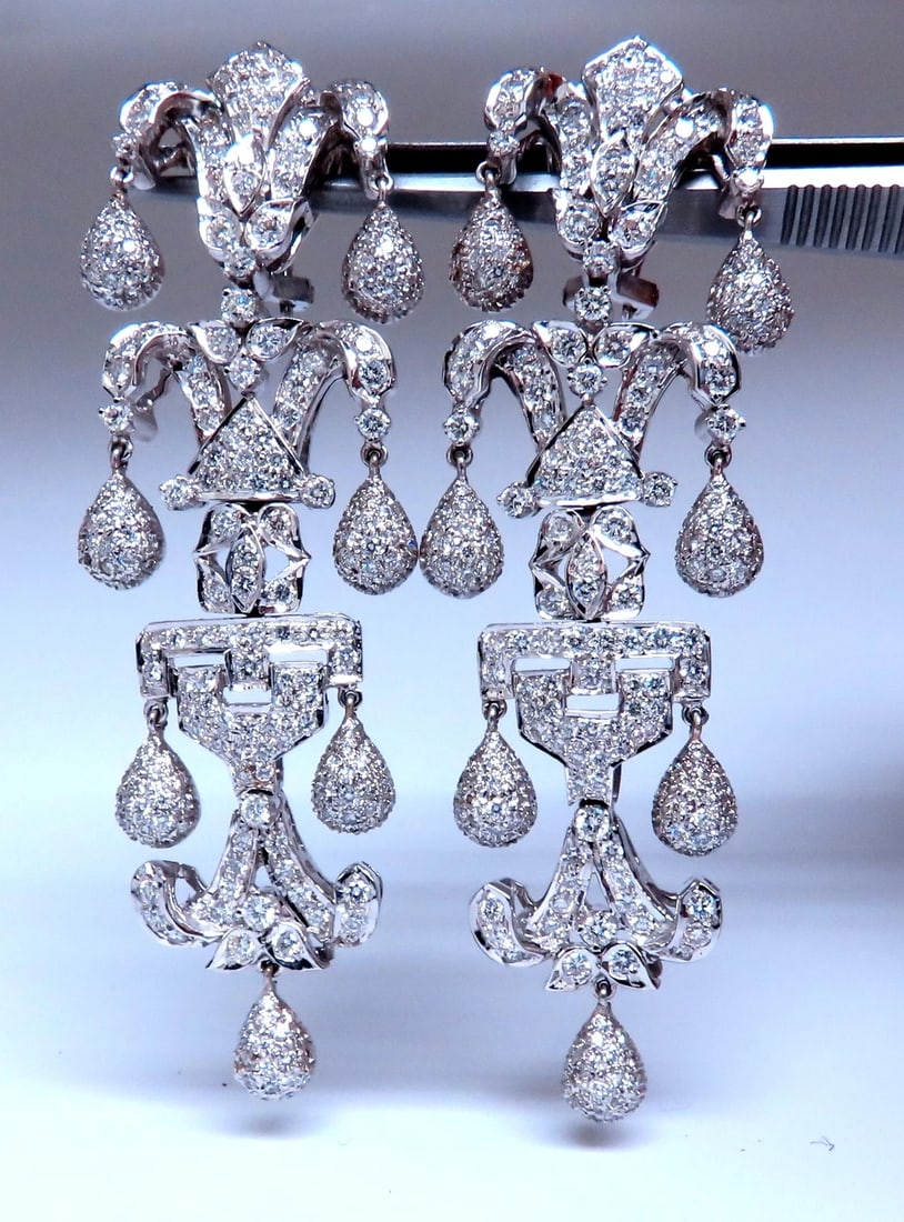 7ct Natural Diamonds Dangle Earrings 18kt gold 12531** - 3