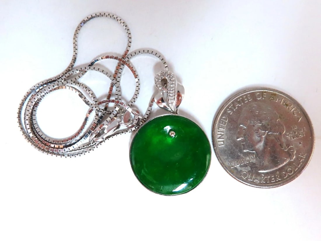 GIA Certified Natural Green Jade Necklace 18Kt** - 5