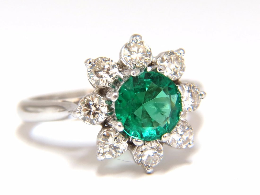 1.72ct natural vivid bright green emerald diamonds ring 14kt** - 2
