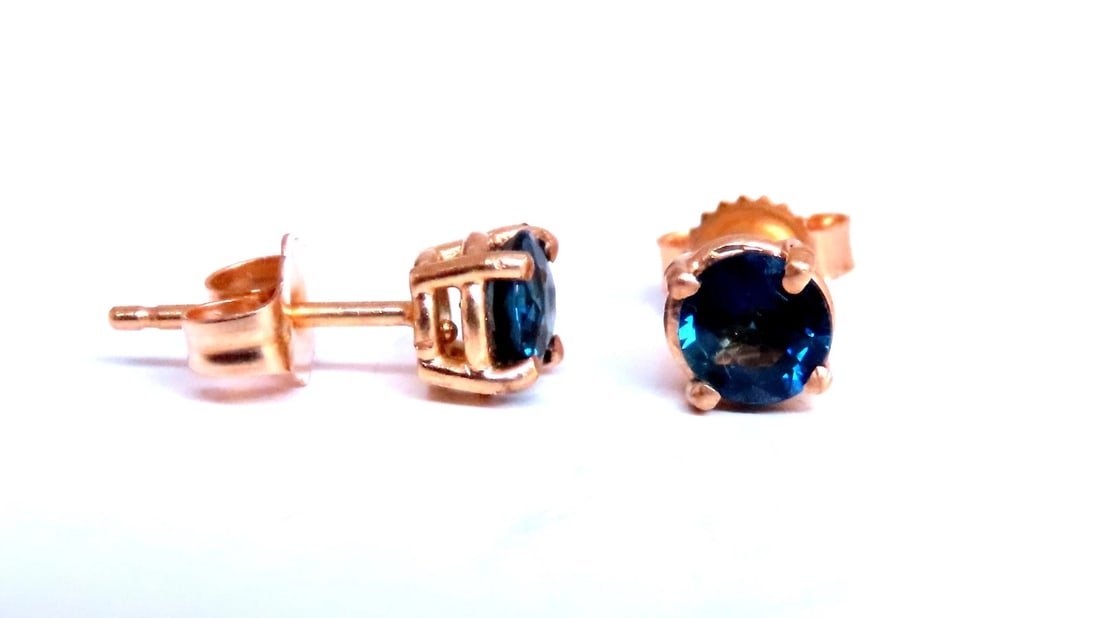 1.06ct Natural Sapphire Periwinkle Blue Sapphire Stud Earrings 14kt Gold 12605** - 4