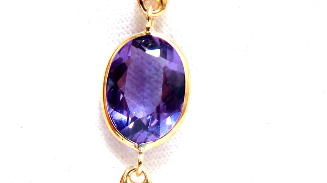 150ct natural purple green amethyst necklace 14kt Gold** - 4