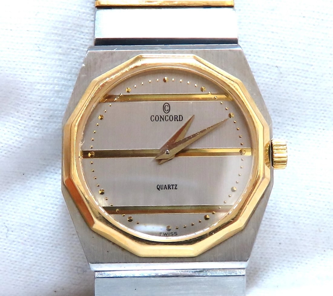 Retro Used concord quartz watch 6.5inch**: Title: Retro Used concord quartz watch 6.5inch** Description: Concord quartz. 6.5 inch bracelet. 22mm dial Fair condition. Working order. .*. Reserve: $512.00 Shipping: Domestic: Free shipping to