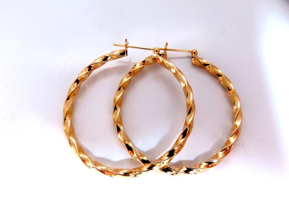 14Kt Gold Hoop Candycane Twist** - 2
