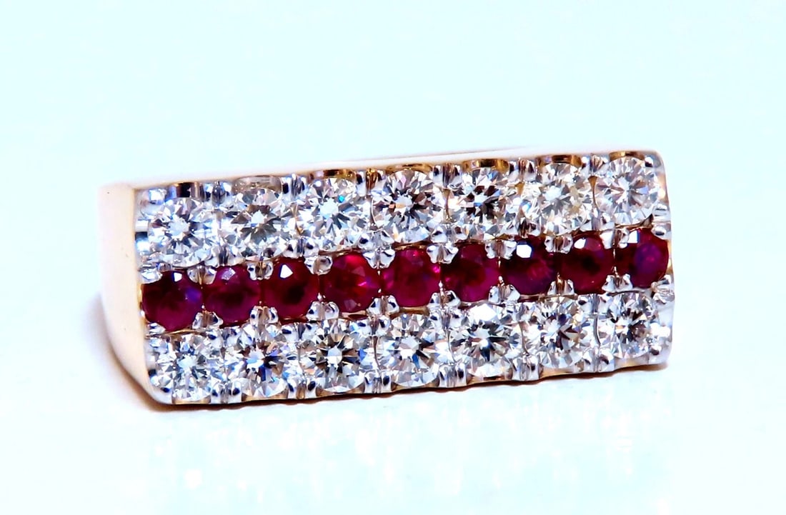 1.58ct natural rubies and diamonds ring Flat band 14kt** (1 of 7)